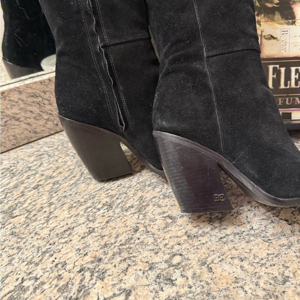 Sam Edelman Annabel Knee High Boots Black Suede - Picture 5 of 7